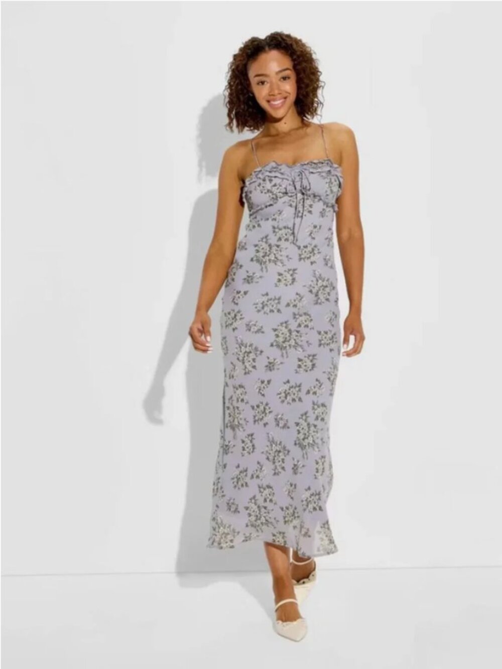 Women Maxi Empire Waist Dress - Wild Fable Gray M